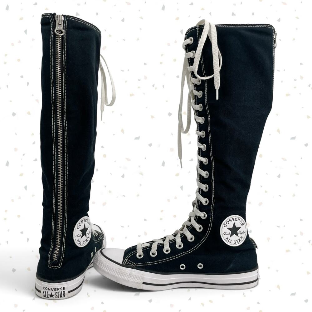 Converse Chuck Taylor All Star XXHi Black Canvas Laced Knee High Sneakers Size 8